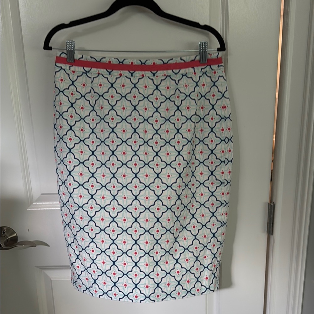 Boden Patterned White, Blue & Pink Women's Skirt